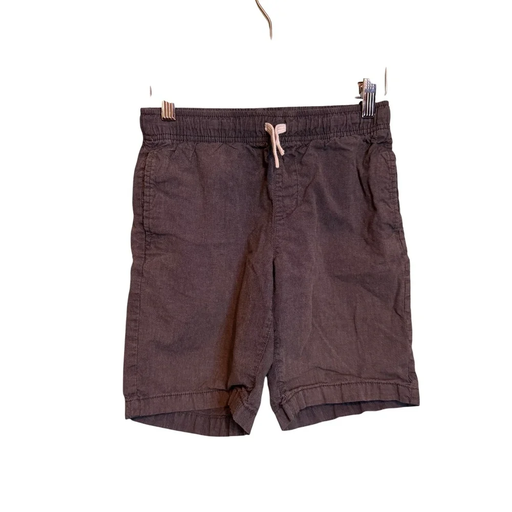 Old Navy Boys Gray Linen Blend Elastic Waist Drawstring Shorts L 10-12